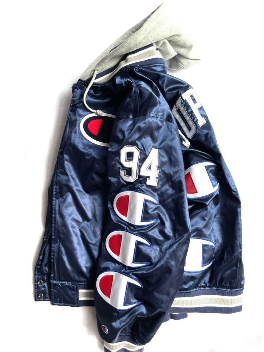 Supreme × Champion 18AW Hooded Satin Varsity Jacket シュプリーム