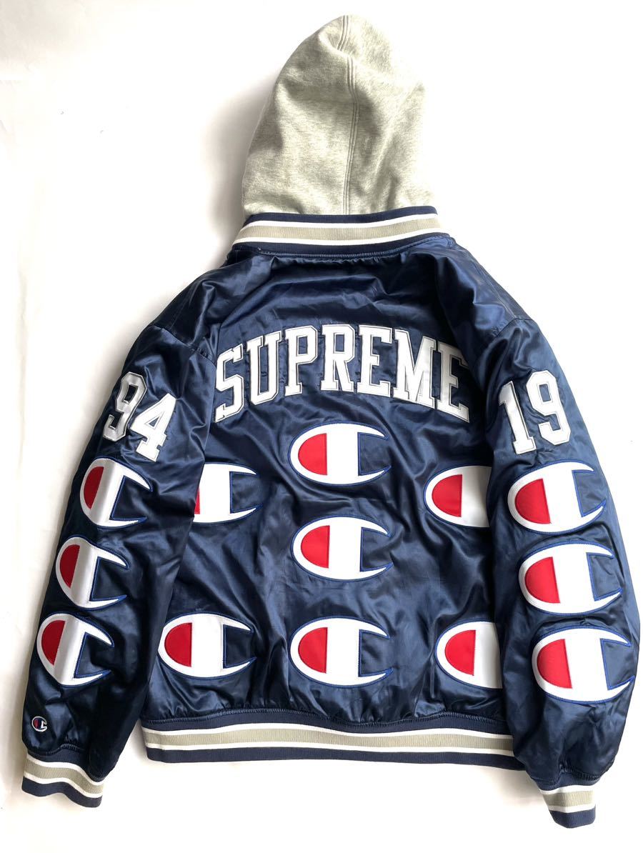 Supreme × Champion 18AW Hooded Satin Varsity Jacket シュプリーム