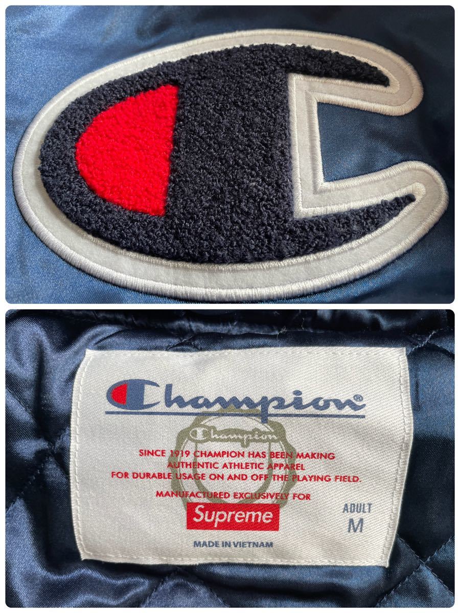 Supreme × Champion 18AW Hooded Satin Varsity Jacket シュプリーム