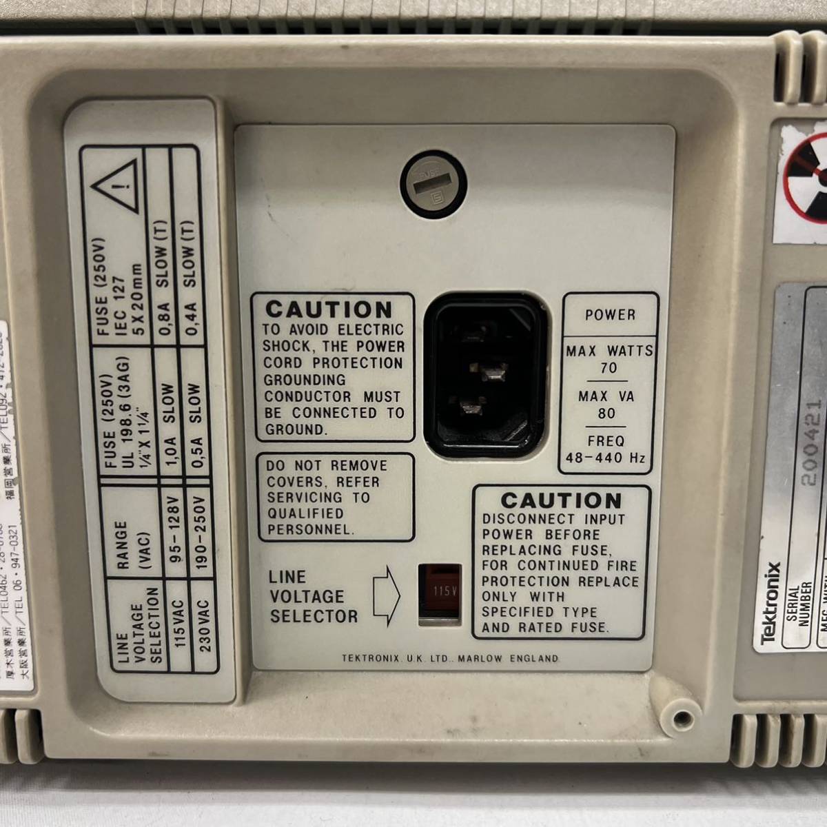 Tektronix 2210 オシロスコープ DIGITAL STORAGE OSCILLOSCOPE テクトロニクス 通電のみ確認 現状品_画像5