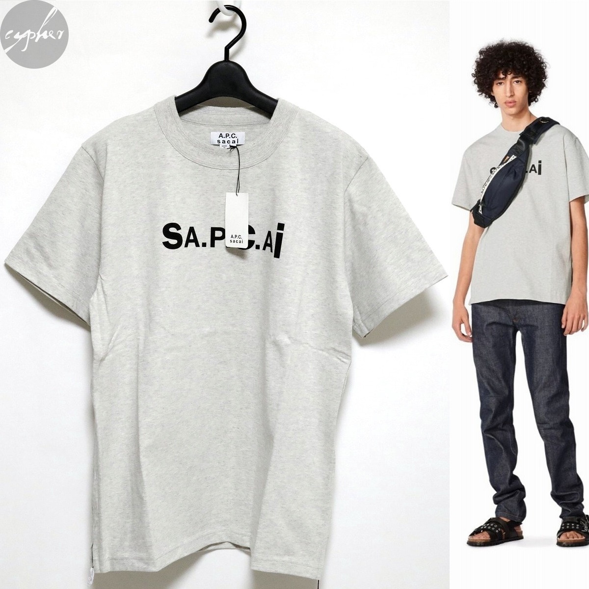 公式の店舗 Tシャツ KIYO A.P.C. Sacai 21SS 新品 M グレー 灰 半袖 SA