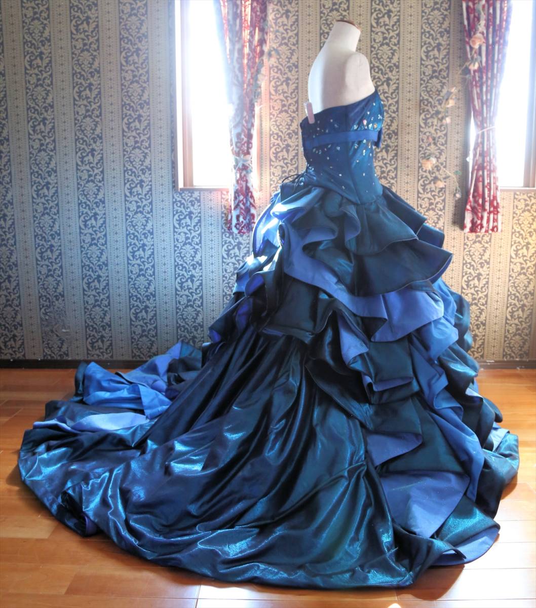 large size high class wedding dress 13 number 15 number 17 number LL~4L size blue group color dress compilation up adjustment possibility 