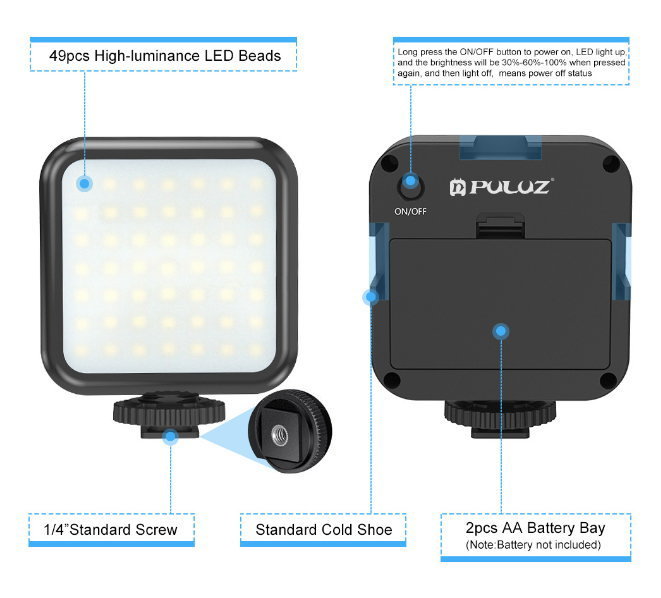 《送料無料・国内発送》GoPro アクションカメラ 一眼レフカメラ 小型 撮影用LED照明 LEDライト スタジオ照明 ライト連結可能の画像2