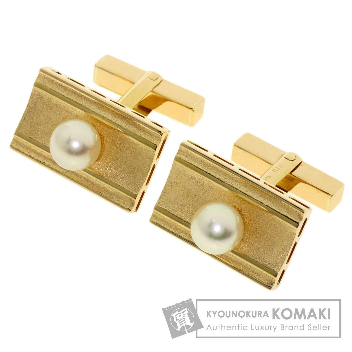 MIKIMOTO ミキモト パール 真珠 カフス K18イエローゴールド メンズ 中古