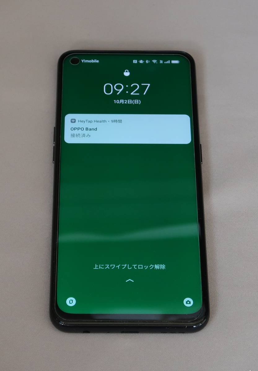 超美品 OPPO Reno5 A (esim) シルバーブラック ワイモバイル版 SIM