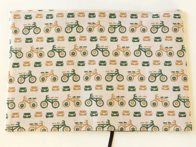 [ with translation ] book cover library hand ... cloth cotton 100% made in Japan retro fine pattern bicycle pattern book@ cover reading library book@ book mark attaching pretty stylish 