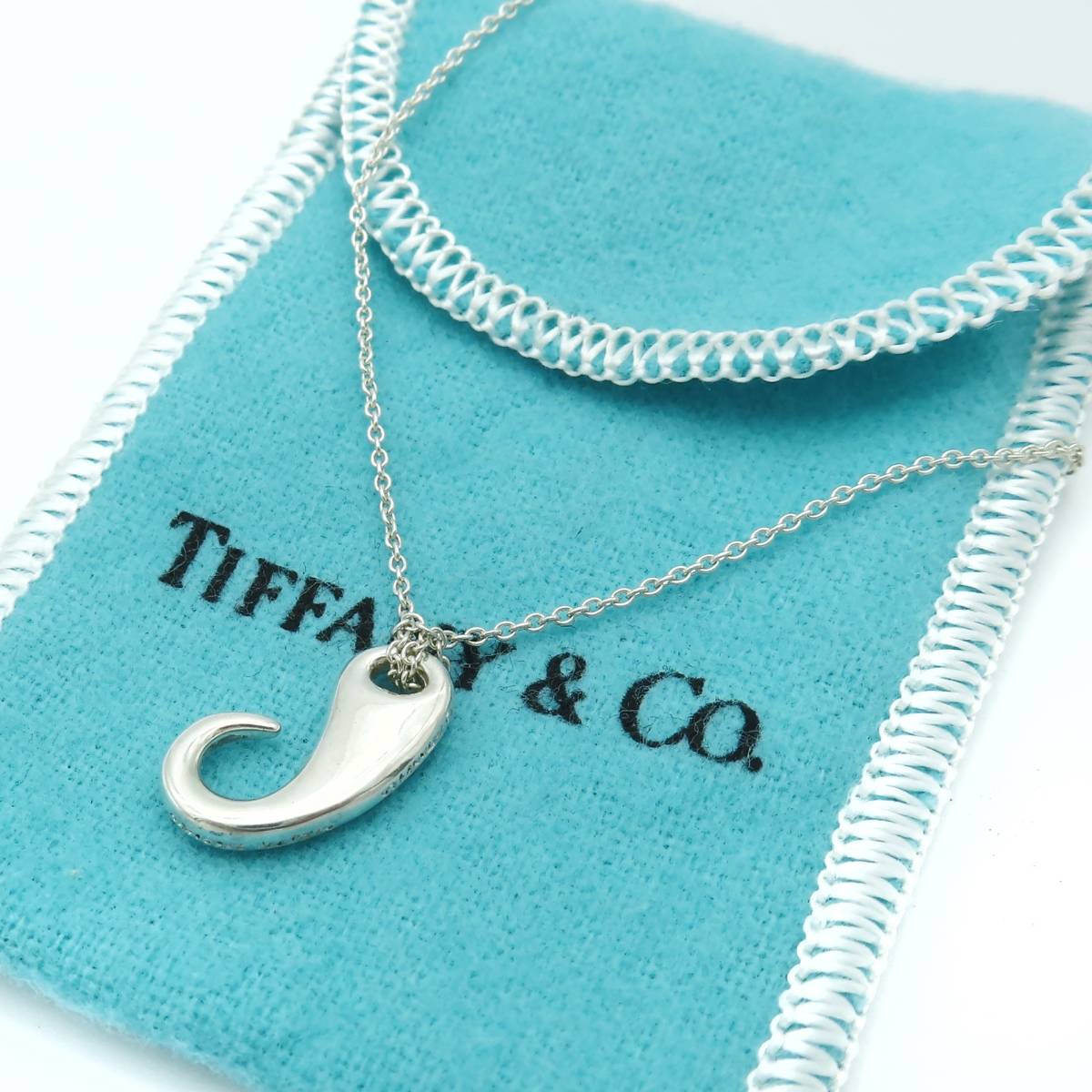 【送料無料】 希少 美品 Tiffany&Co. ヴィンテージ ティファニー フック シルバー ネックレス SV925 ペイズリー OU7