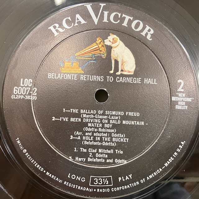 ●即決LP Harry Belafonte / Returns To Carnegie Hall jv3333 米オリジナル、Dg Mono ハリー・ベラフォンテ_画像2