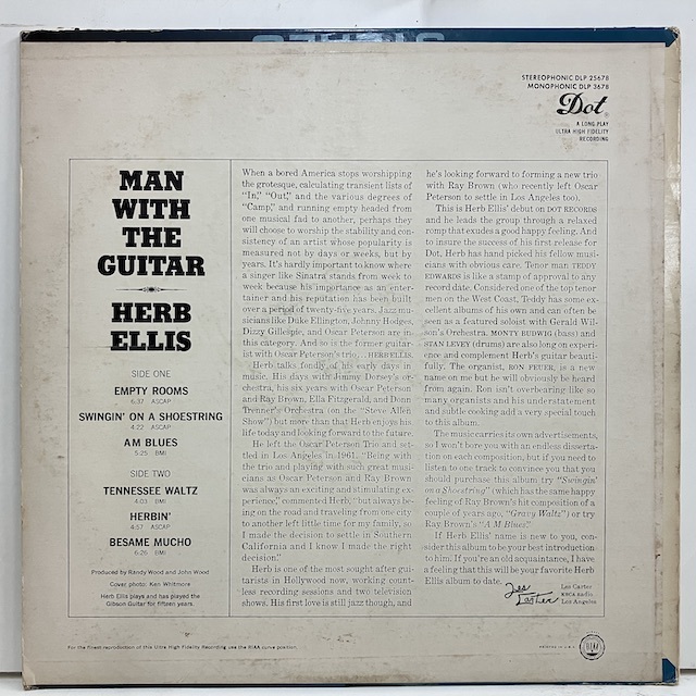 ●即決LP Herb Ellis / Man With The Guitar j34670 米オリジナル、Mono ハーブ・エリス_画像4