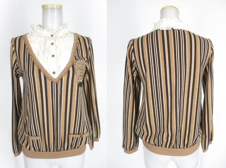 axes femme stripe knitted switch pull over &chu-ru skirt set / axes femme [B50238]