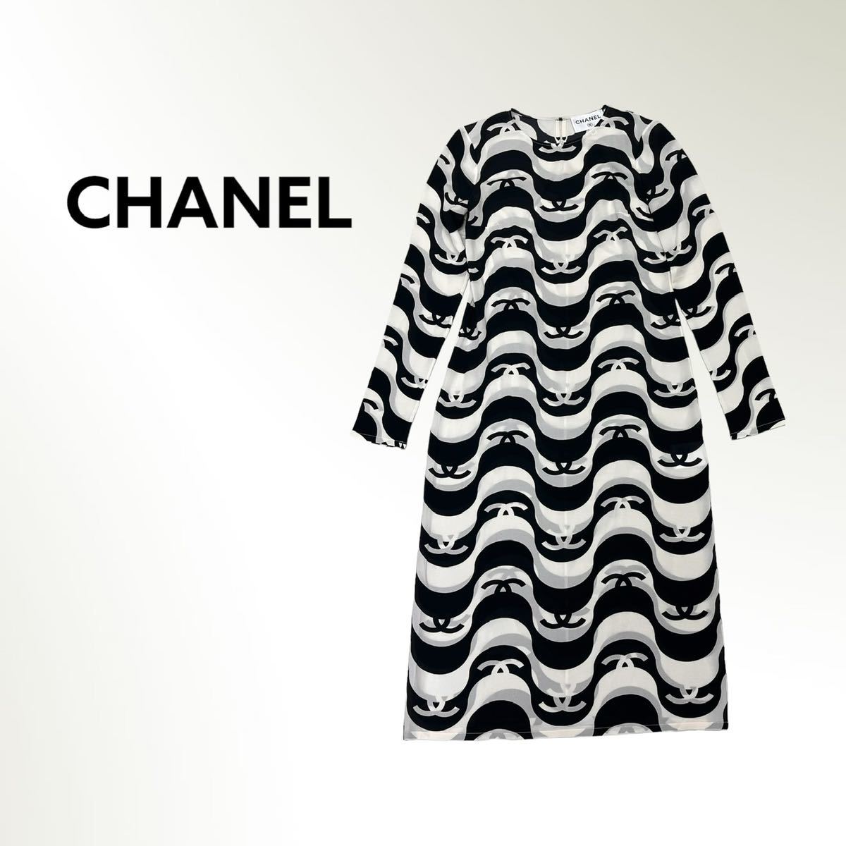 高級 CHANEL シャネル P70216 21SS シルククレープ ココマーク 総柄