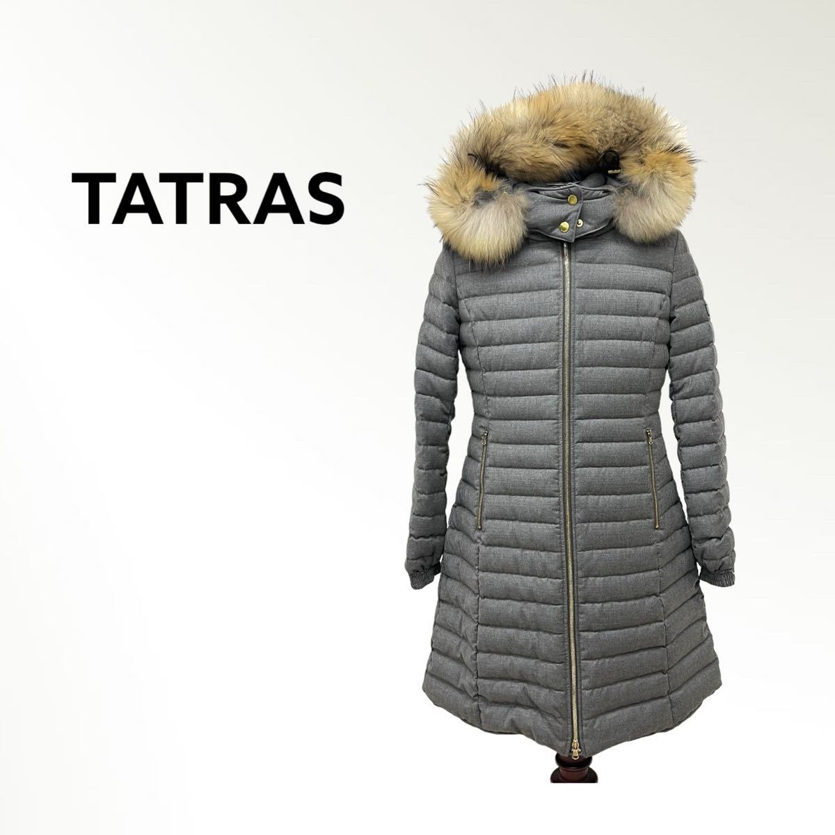 TATRAS タトラス 18AW CIAM チマ ウール シルク混 ポーランドラクーンファー フード付き ダウンコート レディース グレー  LTA19A4581