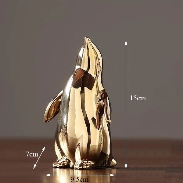 北欧　ゴールデンセラミック　ペンギン　工芸　クリエイティブ　オフィス　装飾　動物像　置物　ギフト　A2313