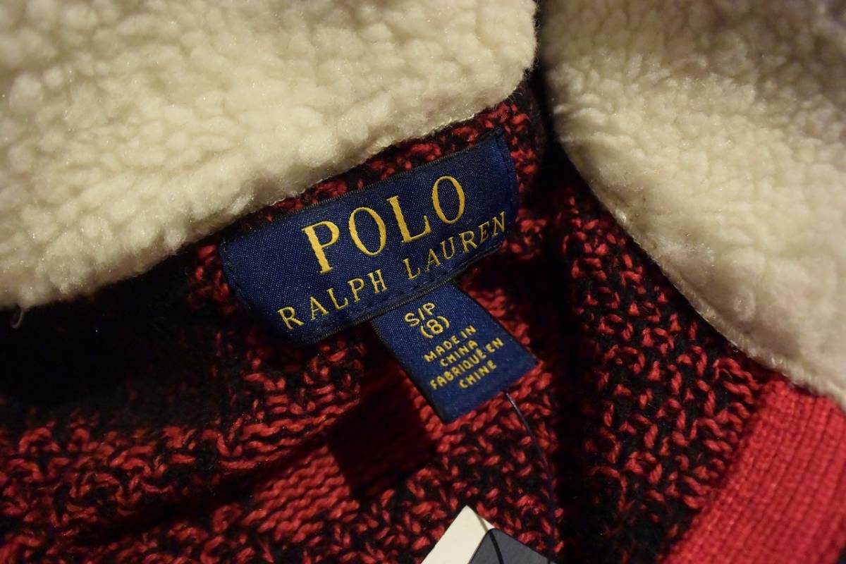 新品 ポロラルフローレン Polo Ralph Lauren ハーフジップ コットンニット キッズ S (8)サイズ 子供服 チェック タグ付き未使用品 S0580_画像4