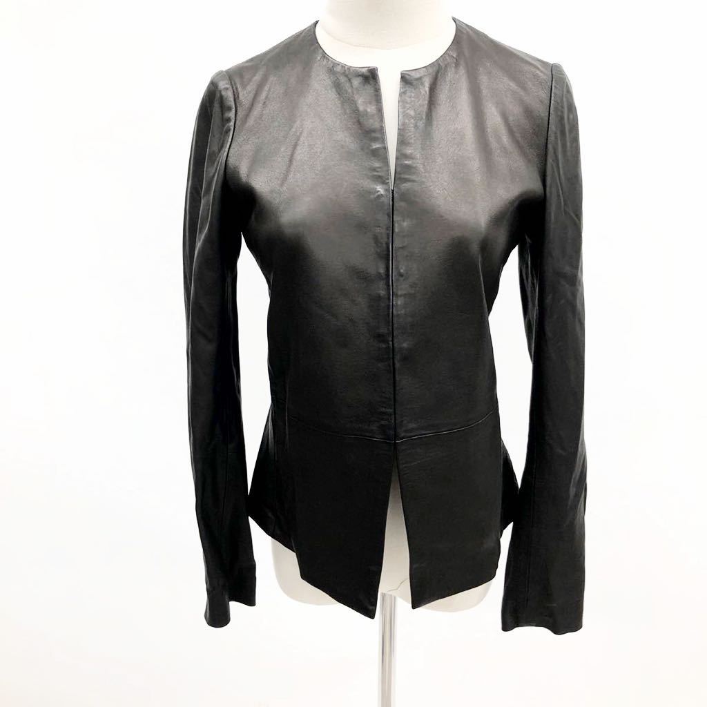 vince. ノーカラーレザージャケット 超美品 ヴィンス-