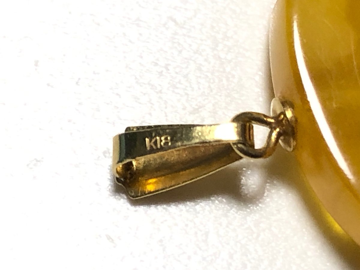 アンティーク ロイヤルアンバー 本琥珀 K18 5.5g 作家物 インタリオ
