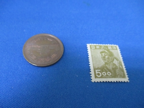 産業図案・郵便切手☆炭鉱夫5円切手☆1948年（昭和23年）／未使用／t1003-2_画像3