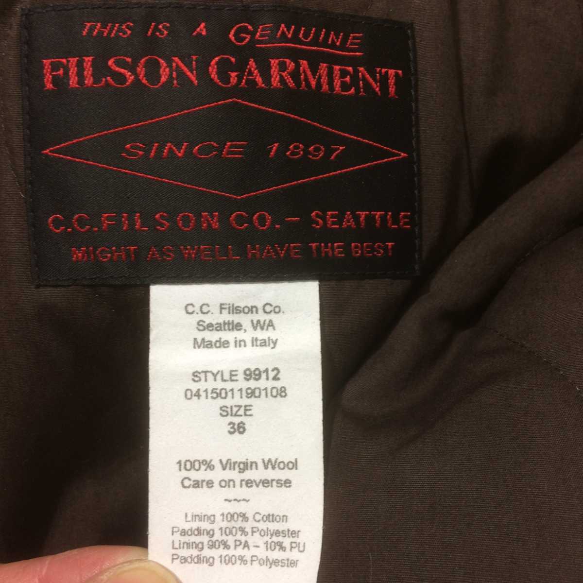買収 FILSON GARMENT ITALY サイズ36 passwithpamela.com