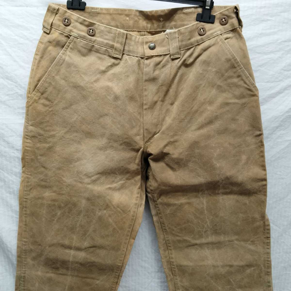 filson oil finish single tin pant フィルソン オイルフィニッシュ シングルティンパンツ 80年代 アメリカ usa 製 31 肉厚 オイル抜け_画像2