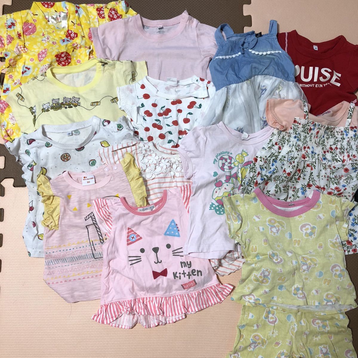 Yahoo!オークション - 子供服 まとめ売り 27点セット 女の子用 半袖 80