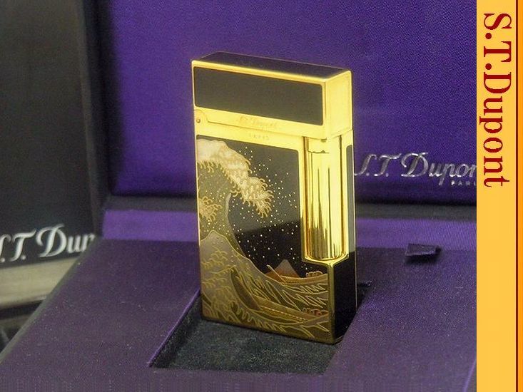 から厳選した 【 神奈川沖浪裏 冨嶽三十六景 浮世絵 限定ガスライター「浪間の富士」◆葛飾北斎 ライン2 純正金蒔絵 】S.T.Dupont 超・激レア 未使用品 デュポン