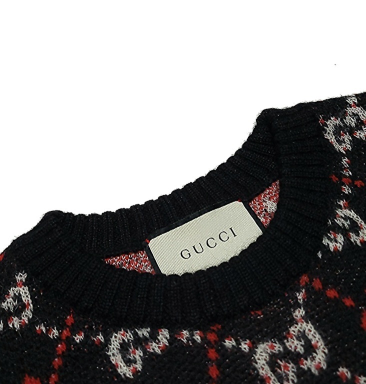 即決 送料無料 定価20万円程 中古「良品」 グッチ GUCCI アルパカ混 GG総柄 ニット セーター クリーニング済み （ク棚ダ）_画像4