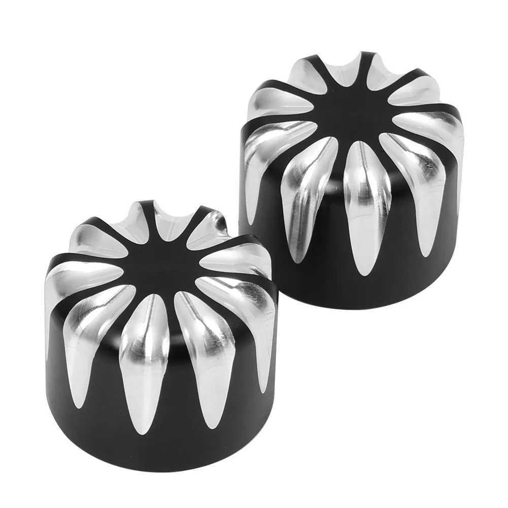 ハーレー 用 ティアドロップ アクスルナットカバー ブラック CNC