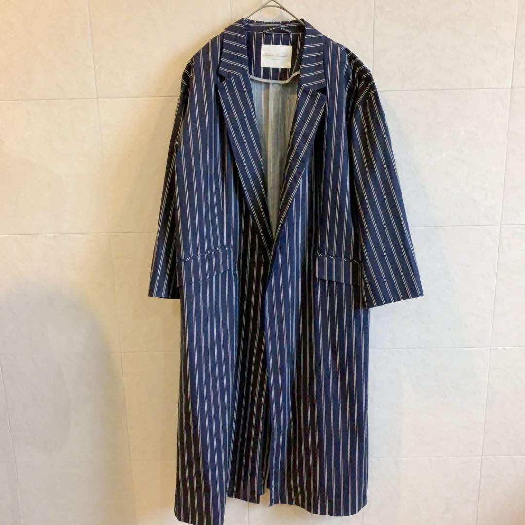 URBAN RESEARCH long shirt jacket spring coat is li feeling stripe 14