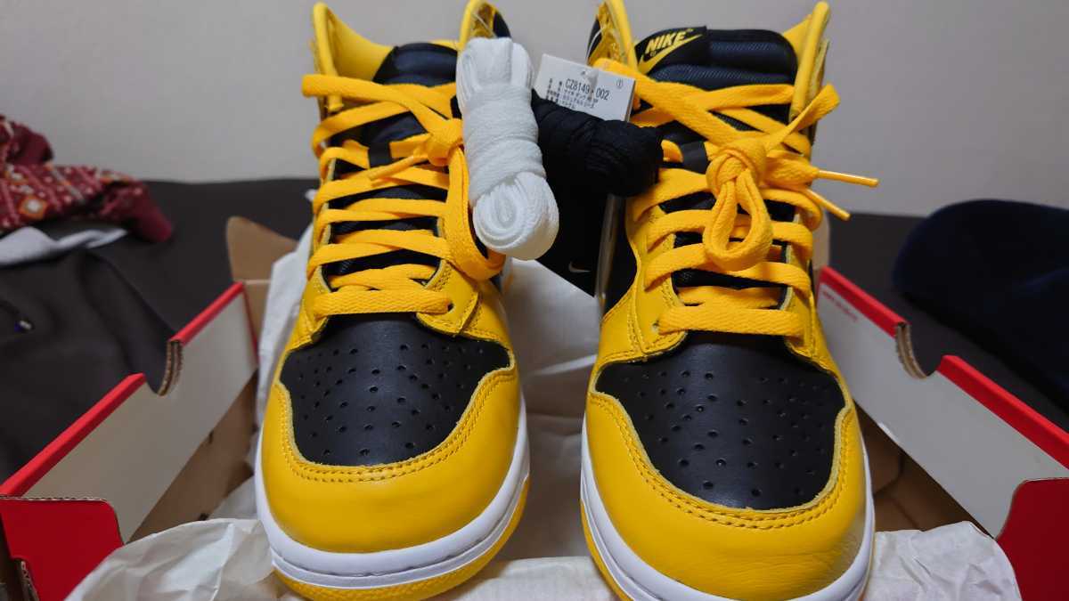 新品未使用 NIKE DUNK HI SP VARSITY MAIZE [IOWA] US9 (27cm) ダンク アイオワ バーシティーメイズ イエロー/ブラック FORCE1MAXJORDAN_画像2