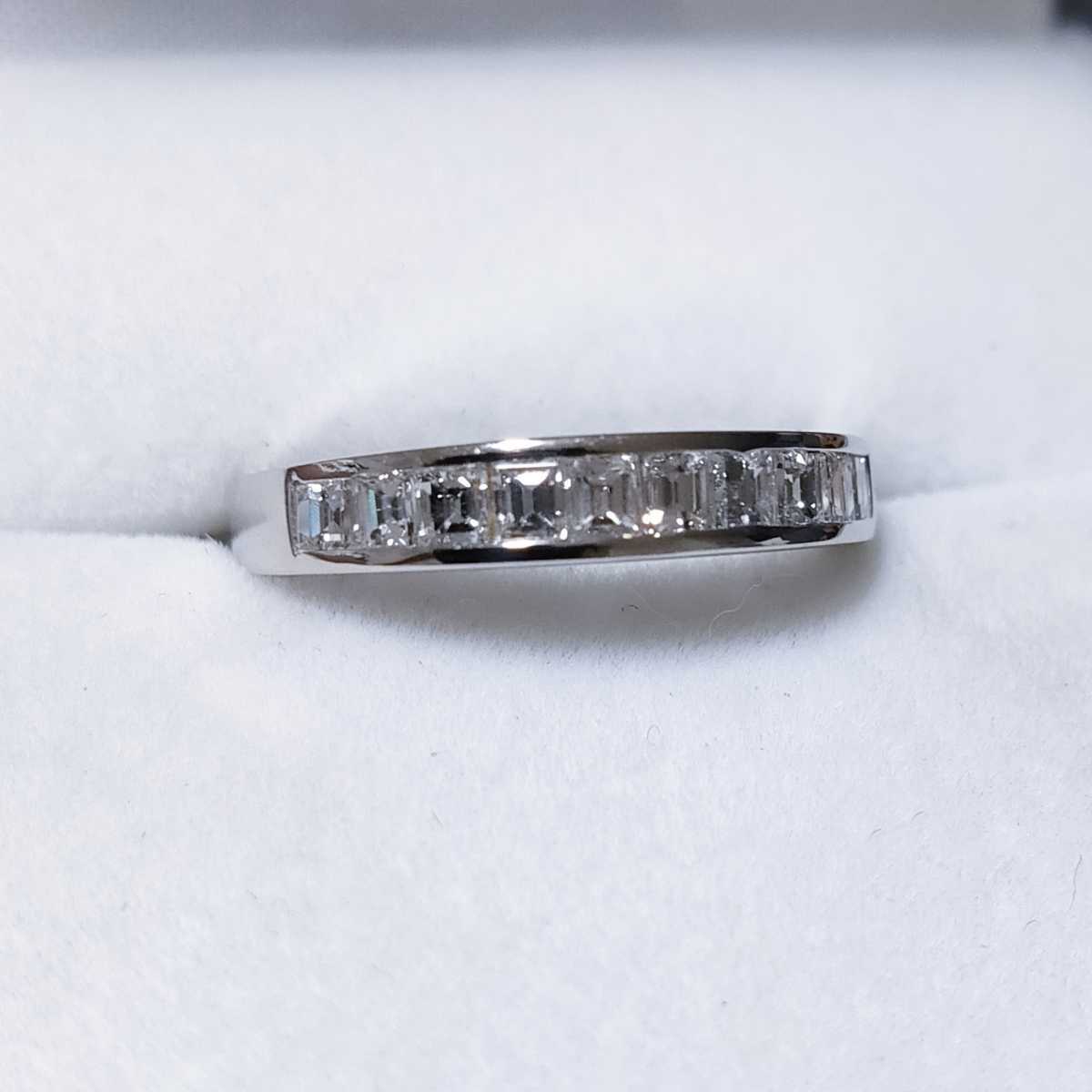 ダイヤモンド スクエアカット エタニティ リング Pt900 0.55ct-