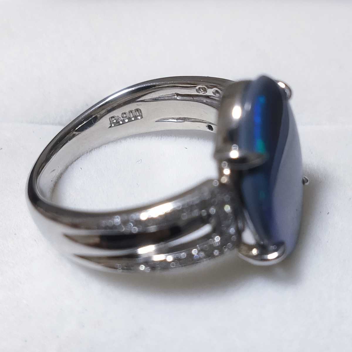ダイヤモンド×ブラックオパール リング Pt900 0.14ct 9.7g ダイヤモンド×ブラックオパール リング Pt900 0.14ct 9.7g