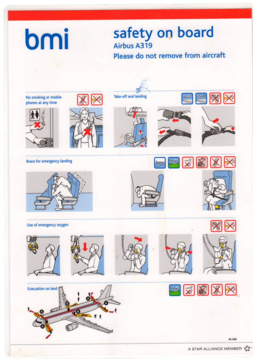 安全のしおり　bmi航空(イギリス)　Airbus A319_画像1