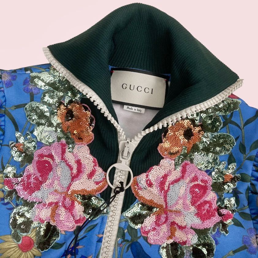 未使用】GUCCI グッチ スパンコール刺繍 フローラル 花柄 フリル