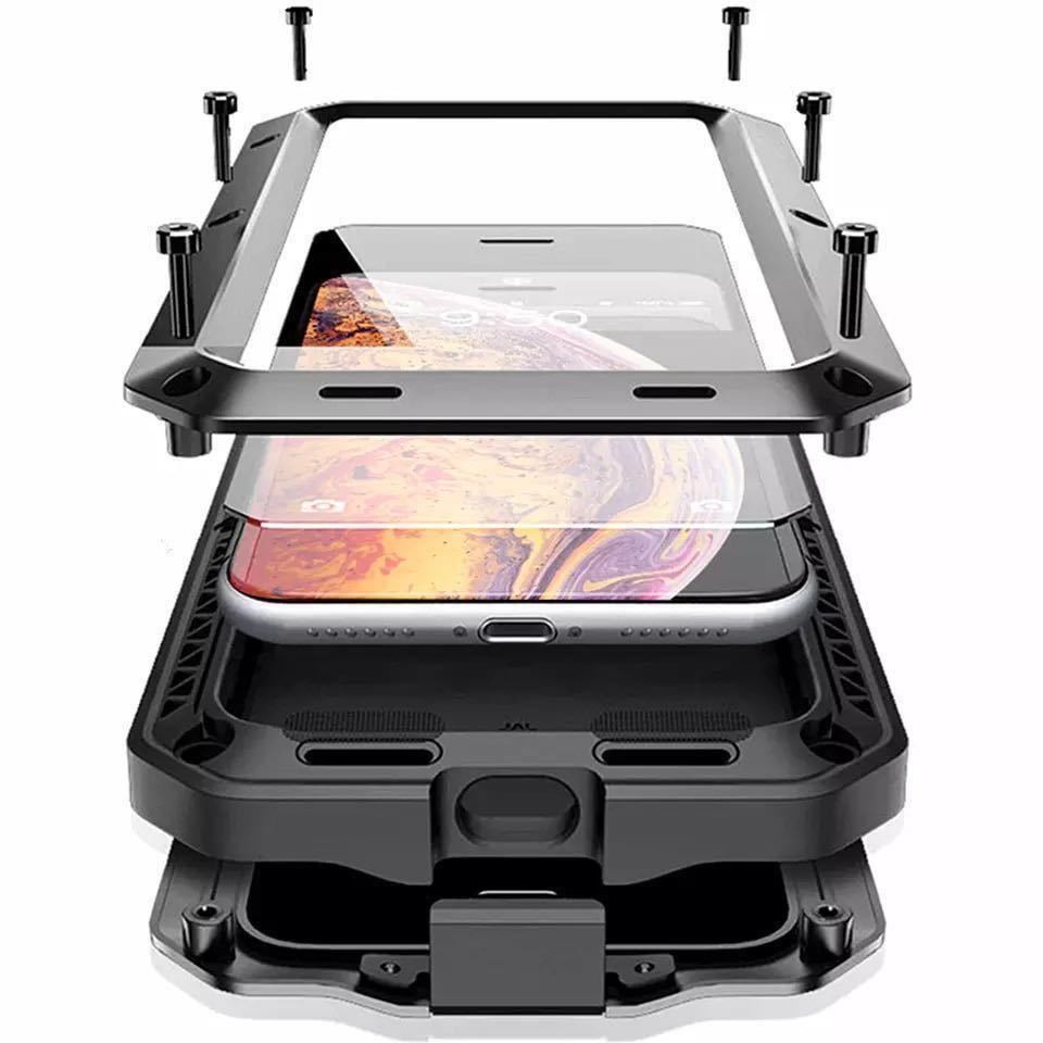【新品】iPhone 14 バンパー ケース 対衝撃 防水 防塵 頑丈 高級 アーミー シルバー 銀_画像2