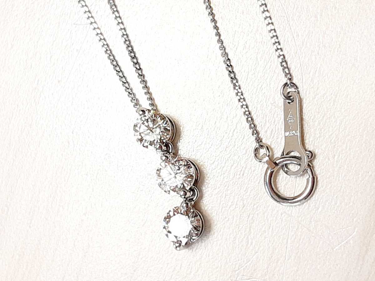 pt900☆天然ダイヤ1.00ct☆pt850ネックレス40mm ペンダント45