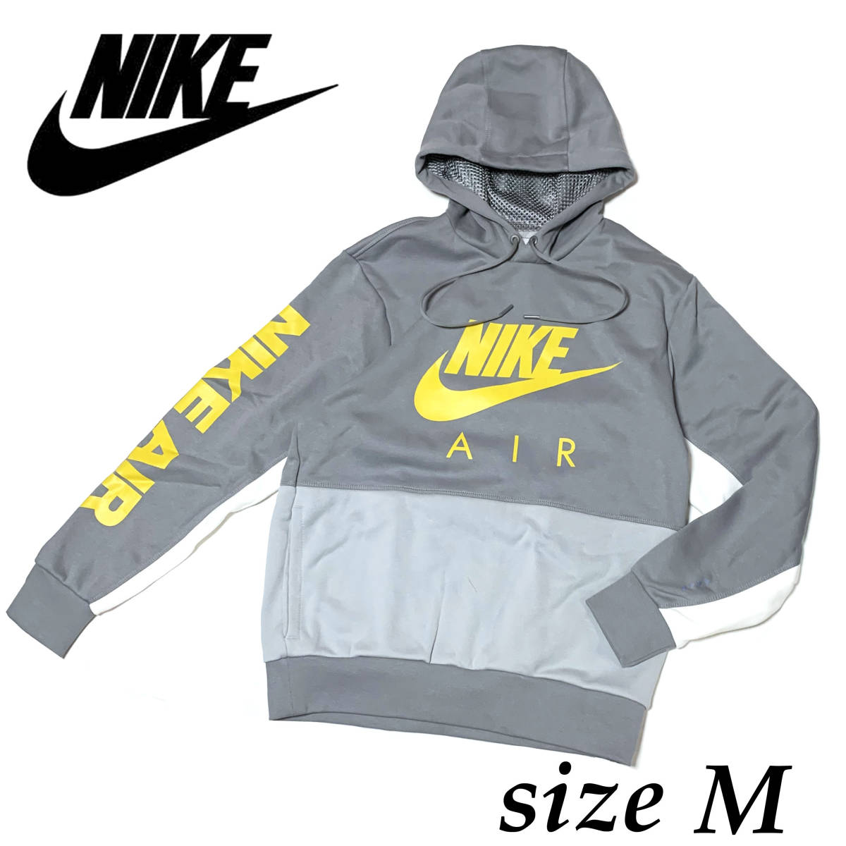 新品 Mサイズ ナイキ ブラッシュドバック フリース プルオーバー パーカー グレー フーディー DM5203-073 NIKE 裏起毛 フリース フード_画像1