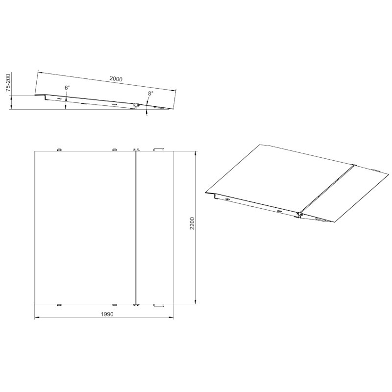 コンテナスロープ 荷重6500kg 折りたたみ スロープ CRN65 幅2200mm 長2000mm 6.5t 段差解消 バンニング フォークリフト コンテナ用_画像7