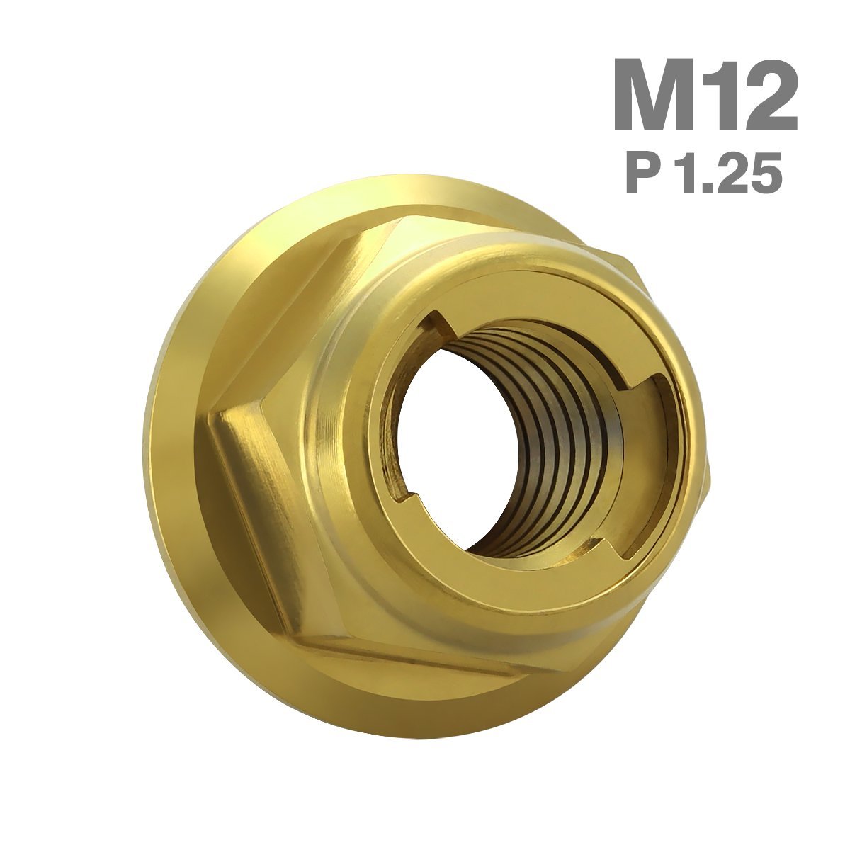 M12 P1.25 64チタン合金 ゆるみ止め ロックナット 六角ナット ゴールドカラー 車/バイク ドレスアップ 1個 JA1656_画像1
