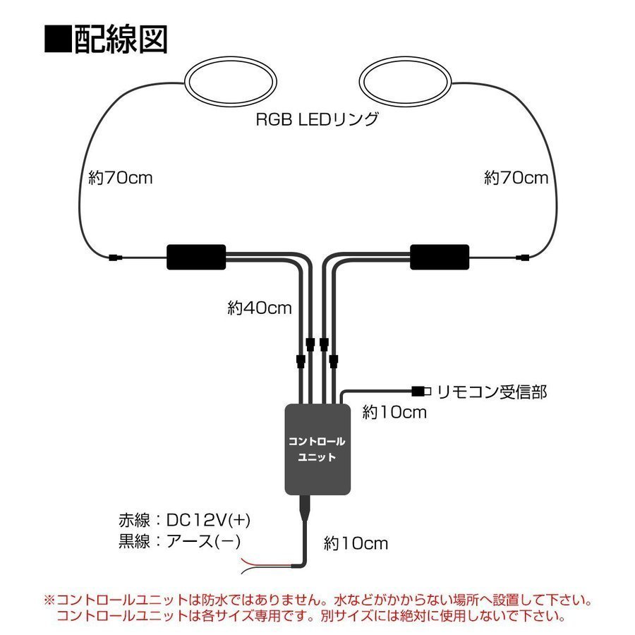 RGB COB LEDイカリング 16色点灯 外径100mm 内径88mm 1セット OZ332_画像4