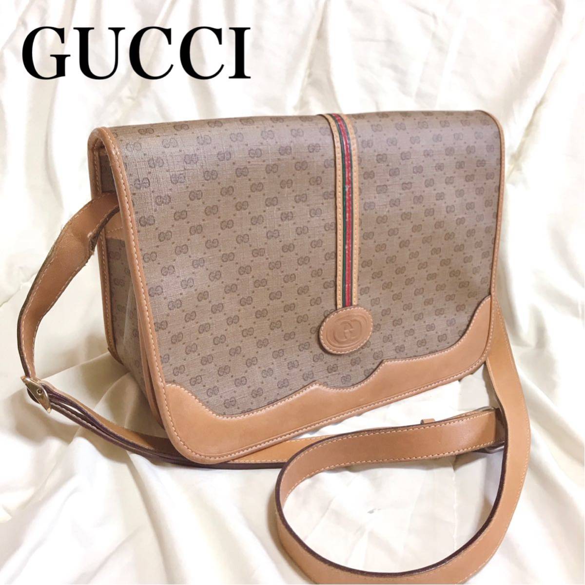 GUCCI グッチ ショルダーバッグ PVC ×レザー GG柄 シェリーライン-