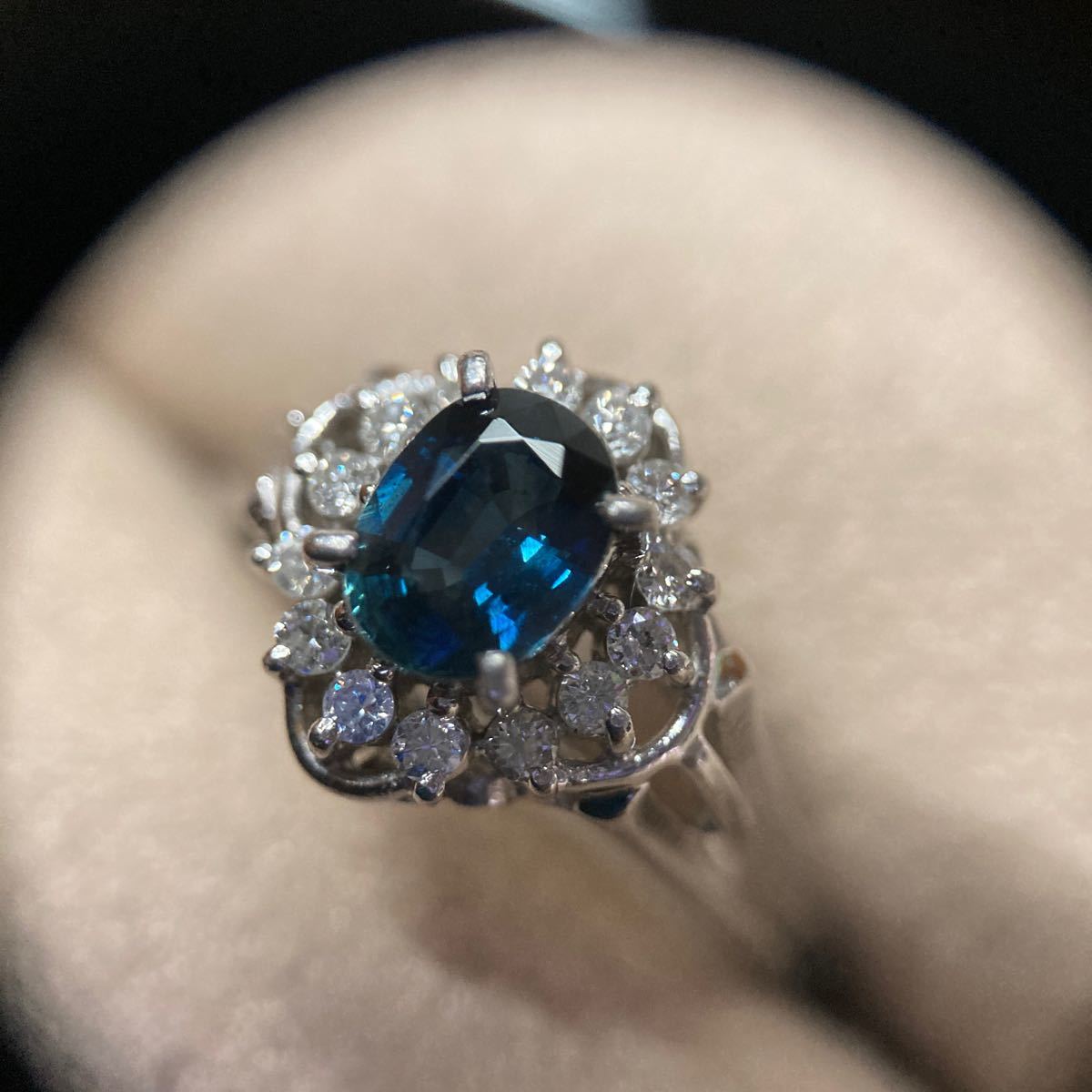 Pt900 三越 1.17ct サファイア ダイヤモンドリング 指輪-