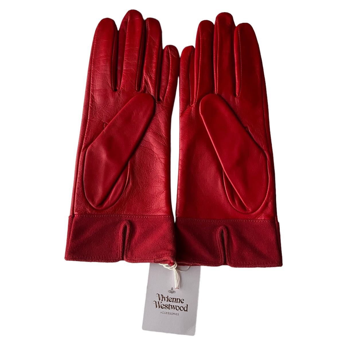 Vivienne Westwood レザーグローブ　手袋　オーブ柄　赤