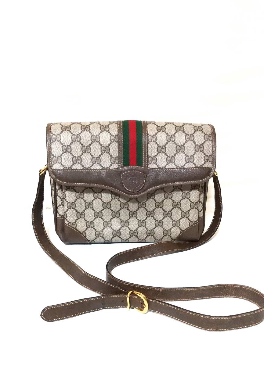 良品」GUCCI（オールドグッチ）シェリーラインPVCレザー斜め掛け