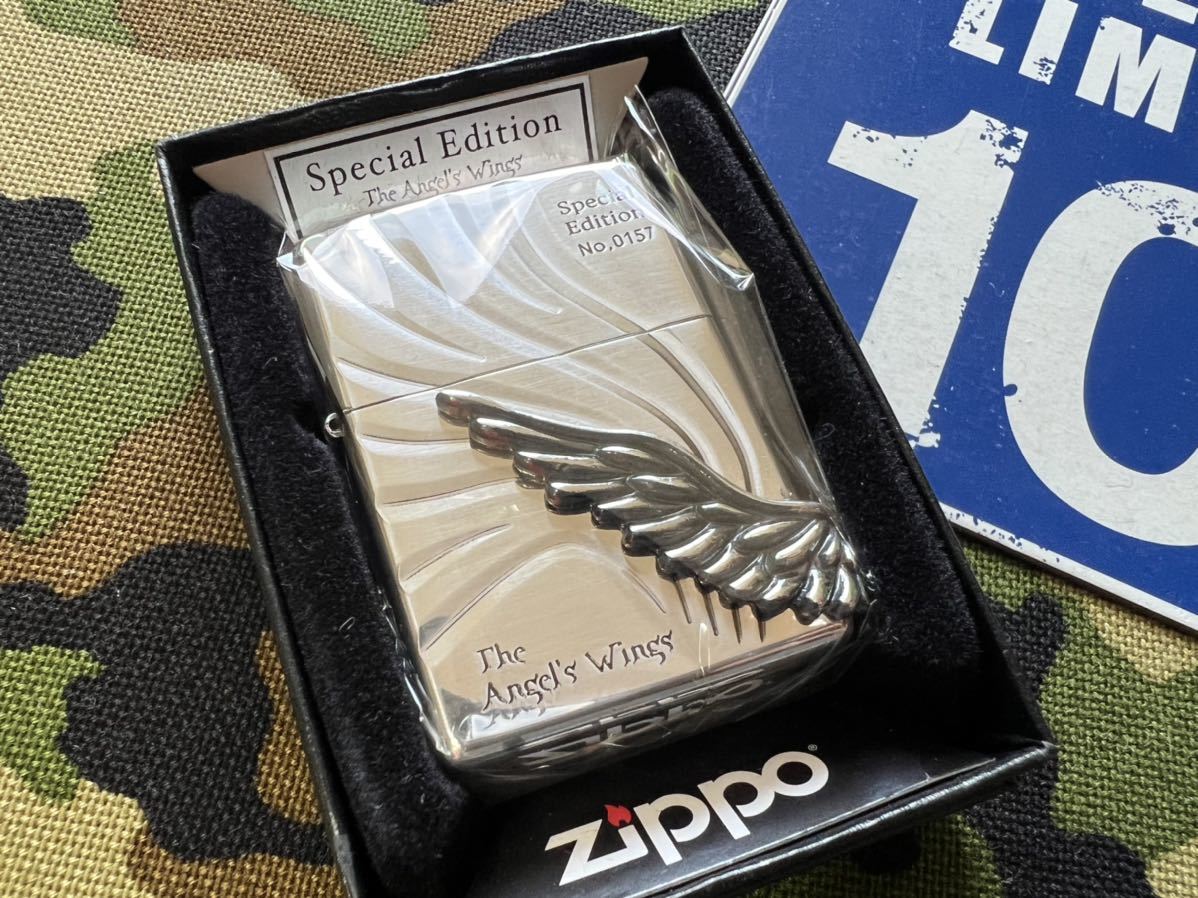 ●新品/(難あり)●2020年冬モデル! 人気 エンジェルウイング メタル シルバー ジッポーライター mercismith2zippo PAW-DB1-SV_画像1