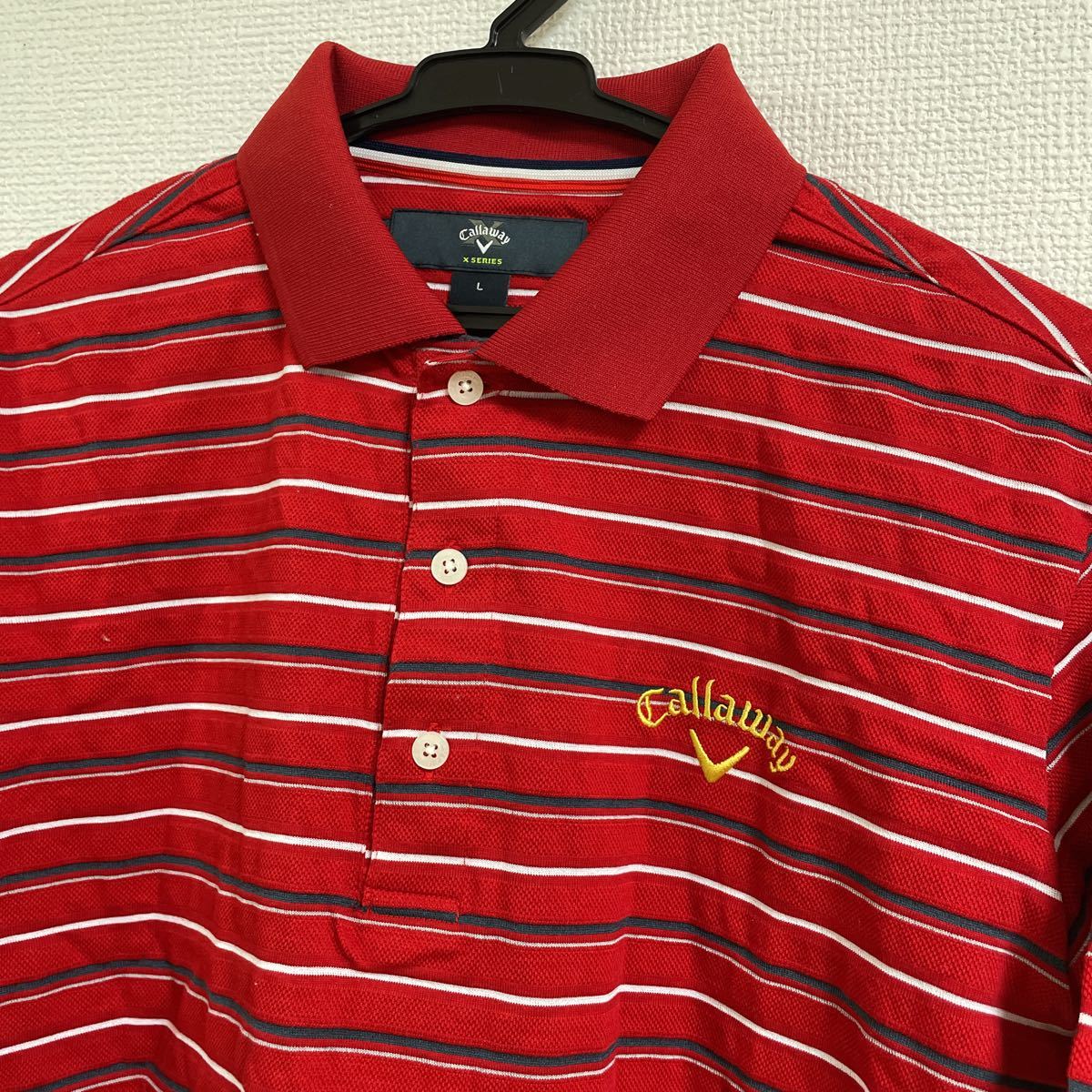 美品　callaway キャロウェイ ゴルフ ウェア Lサイズ　ポロシャツ レッド 半袖 赤 色_画像2