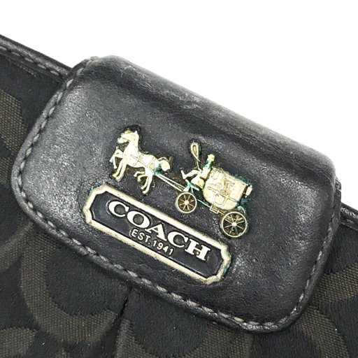 COACH オプアート 2つ折り長財布 キャンバス ブラック ウォレット レディース ロゴ ファッション小物 コーチ_画像6