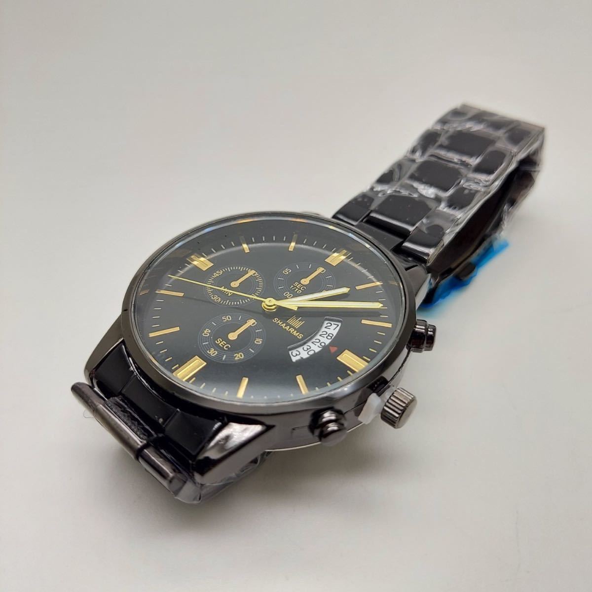 メーカー公式 新品 デュアルタイプ SHAARMS 腕時計メンズ ブラック PG