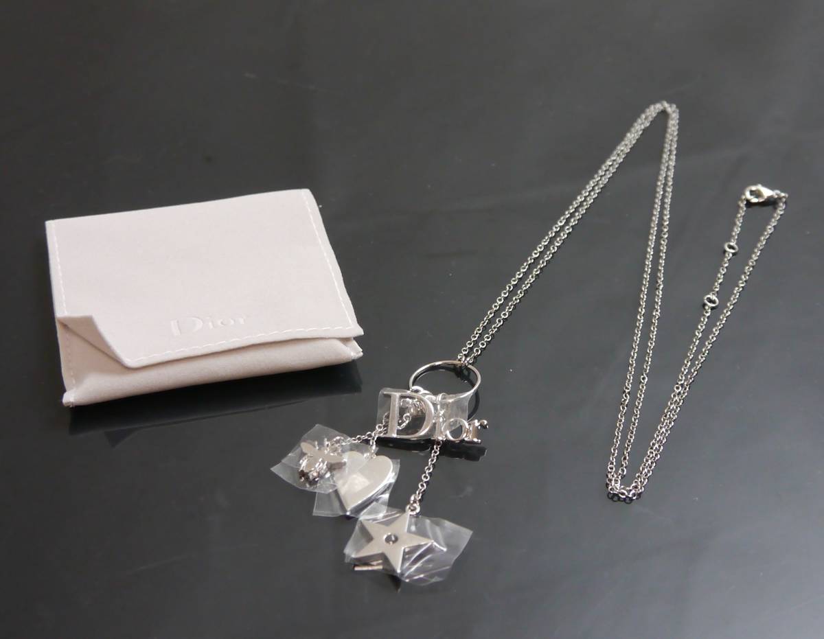 未使用保管品 ディオール ネックレス ロゴ シルバー ビー 蜂 星 ハート