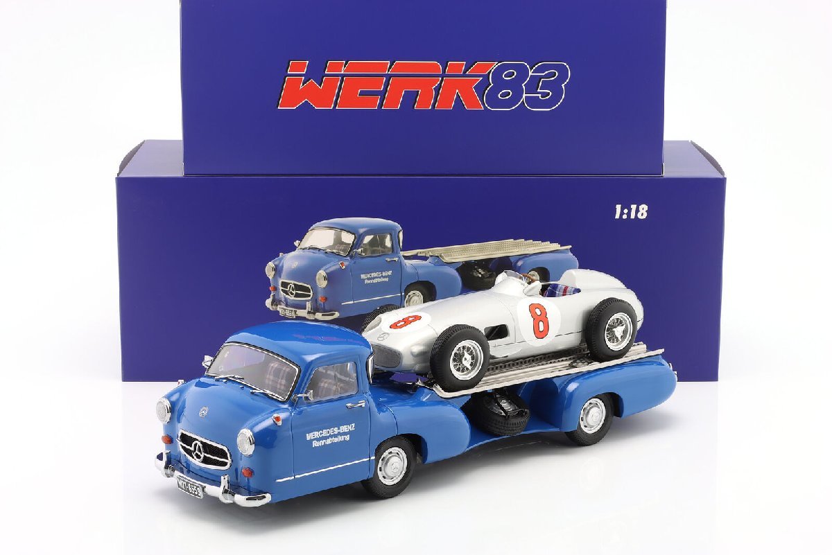 Werk83 1/18 Mercedes Benz Renntransporter Blaue Wunder 1955 + W196 #8　メルセデス　ベンツ