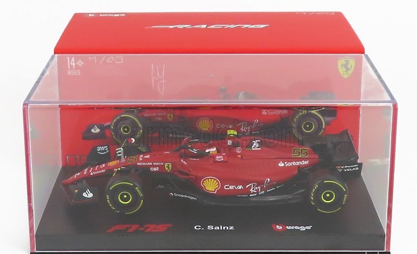 Burago signature 1/43 Ferrari F1 75 #55 CARLOS SAINZ　フェラーリ　サインツ　ブラーゴ　ケース付_画像6